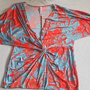 Vibrant Leaf Print Wrap Dress